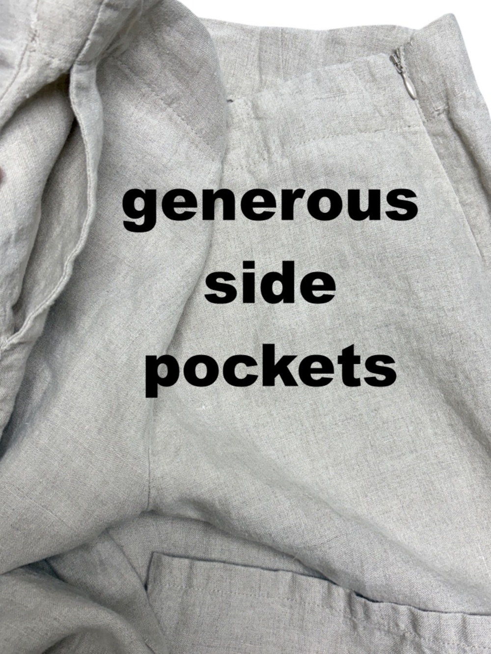 pants J JILL M beige 100% linen wide leg unlined pockets! capsule minimalist - Picture 10 of 13